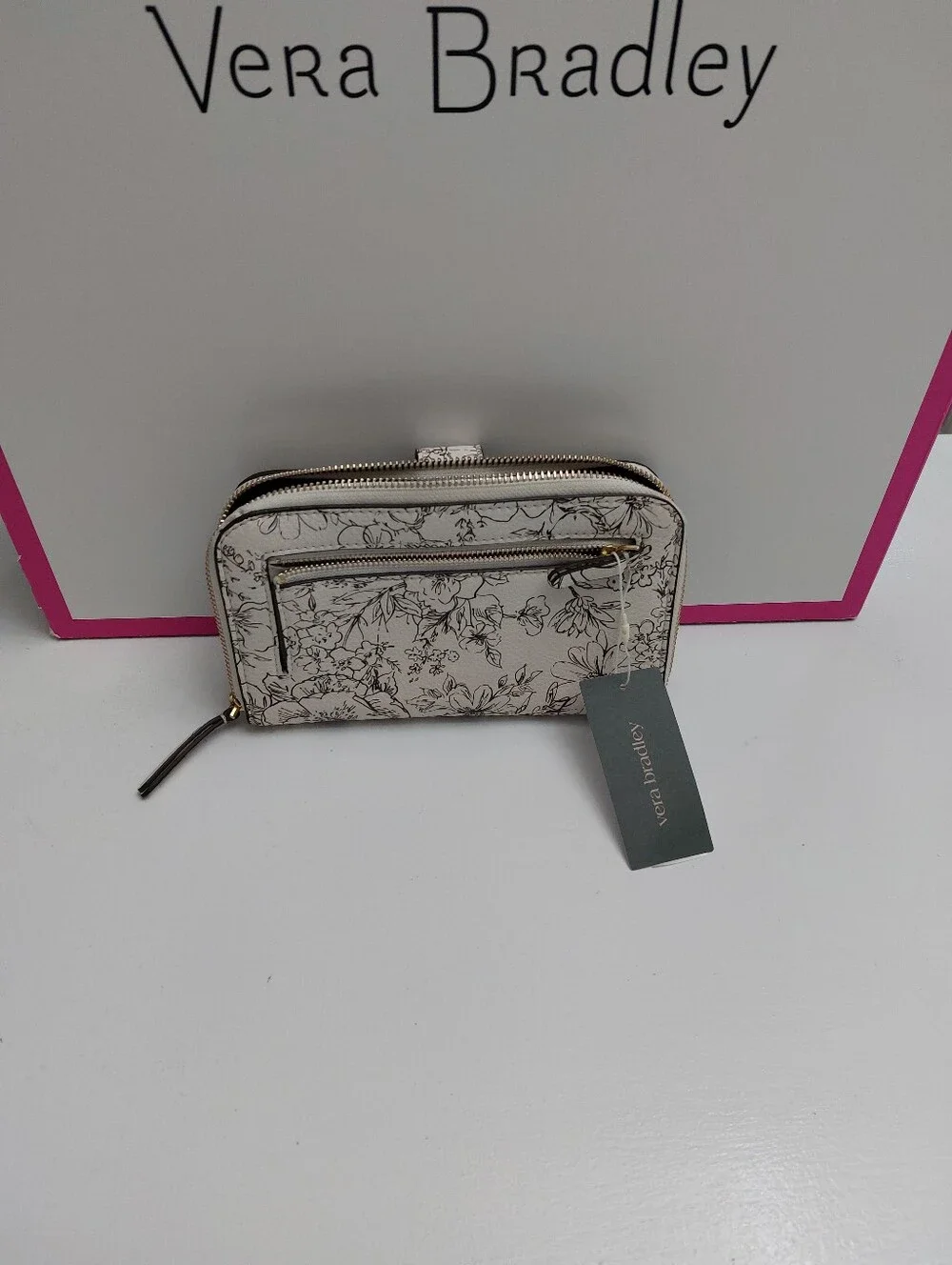 Large Tab Wallet  Bloom Cottage Cream Leather NWT